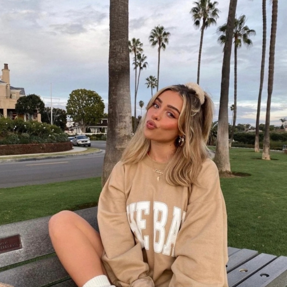 SUPER CLEAN The Bar Sweatshirt Size Large Tan Biege White Lettering